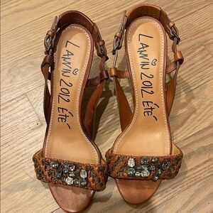 Lanvin Brown Sandals with Embellished Strap